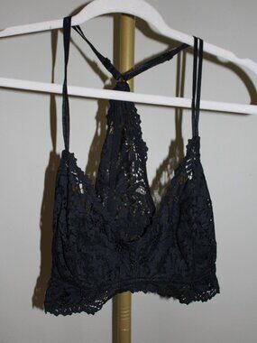 Women's Aerie Black Racerback Bralette, Size Large